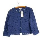 Coldwater Creek Coldwater Creek Midnight Blue Women's Cotton Blend Cardigan Laced Shrug Size PM Photo 0