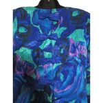 Vintage 80s Metallic Floral Party Dress Blue Green Plaza South Size 8 Photo 4