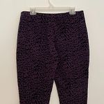 Susan Graver Weekend Flocked Cotton Spandex Leggings Purple Leopard Cheetah M Photo 10
