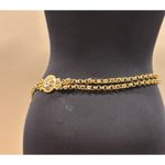Heavy Gold Metal Black Disc Chain Belt Made in Italy Adjustable 10 OZ 34" L VTG Photo 4
