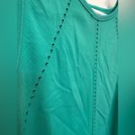 Athleta  Tank Top Green Sleeveless Nylon Back Slit High Neck Workout Photo 3