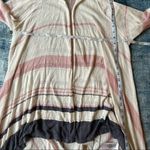 Rachel Zoe  Ivory Pink Gray Striped Long Sleeve Open Front Knit Cardigan Large Photo 9