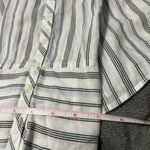 Elizabeth and James  Wide Cuff Striped Button Down White Gray Striped Shirt Large Photo 13