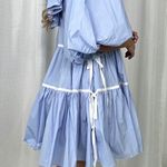 Puff Sleeve Mini Dress Blue Size M Photo 2