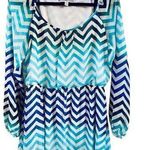 Accidentally in Love Junior’s Large- EUC-Blue & White Chevron Dress- Lined Photo 0