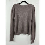 Womans Marled Brown Purple Long Sleeve Pullover Sweater XL Puff Sleeves Photo 1