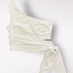 Urban Outfitters  White One Shoulder Tie Tank Top Size S‎ Photo 0