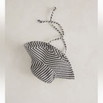 Business & Pleasure Wide Brim Beach Bucket Hat Navy Stripe Canvas Tie Straps Blue Photo 1