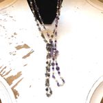 Hand Knotted Faceted Purple Glass Beaded & Black Glass Beaded Lariat Necklaces Photo 8