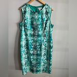 Liz Claiborne  Turquoise Snakeskin Print Sheath Dress 18 Curvy Fit Cotton Blend Photo 5
