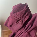 Raquel Allegra Women's 0 Burgundy Long Sleeve Blouse High Gathered Neck Fray Hem Red Photo 4