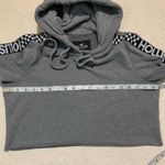 Hollister Gray Checkered Long Sleeve Cropped Hooded Sweater Photo 4