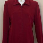 Karen Scott Red Microsuede Zip Collared & Pockets Shoulder Pads Fully Lined S 12 Photo 0