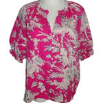 Dylan  Clothing Mia Floral Blouse‎ Pink Size XSmall Preppy 100% Cotton Top Photo 0