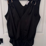 Pink Lily  Black Silk Bodysuit with Ring Details NWOT Photo 0