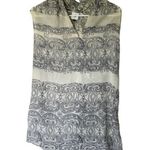 CAbi NEW  Off White Black Printed Scrollwork Sleeveless Tunic Tank Top Small Photo 1