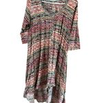 Feathers Pink Gray Asymmetrical Sundress Cuffed Sleeves Photo 1