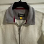 Cabela's  Women's Snake River Fleece Vest White Grey Zip Pockets Size Medium Photo 2