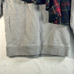 J.Crew  Gray Plaid Ruffle Sweatshirt XXS Long Sleeve Crew Neck Pullover Top Photo 2