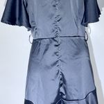 None black satin wrap-style dress Photo 4