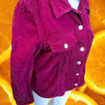Geoffrey Beene Sport Women's Magenta Corduroy Button Up Jacket Size 8 Stretch Purple Photo 0