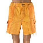 Urban Outfitters BDG Women's Orange Frayed Raw Hem Straight Leg Cargo Shorts S Photo 0