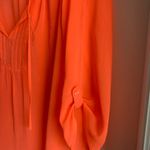 EXPRESS Neon Orange Sheer Sequin Boho Top 3/4 Sleeve Size Large Photo 1