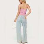 Edikted  bow jeans embroidered straight relaxed low rise light wash baggy blue Photo 2
