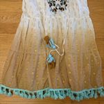 Kareena Embroidered Floral Tassel Boho Chic Coastal Cowgirl Polka Dot Tunic L White Size L Photo 2