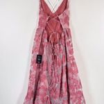 NWT Lulus Dress Pink Feeling Like Forever Rose Jacquard Lace Up Midi Flowy Large Photo 8