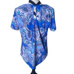 American City Wear {BNWOT} ~ ~ blue paisley print with gold tone necklace ~ top Photo 3