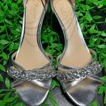 Badgley Mischka Jewel Crystal Rhinestone Embellished Kitten Ankle Strap Chunky Block Low heeled Open toe Stacks Sandals High Heels Pumps Photo 2