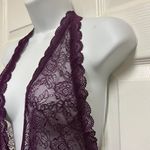 Dreamgirl Purple Stretch Plunging Scalloped Lace Teddy Photo 3