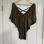 Guess  Bronze‎ Metallic Cold Shoulder Blouse Size Small Photo 1