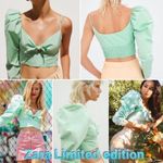 ZARA  Limited Edition Puff Sleeve One Shoulder Crop Top Size Small Photo 2