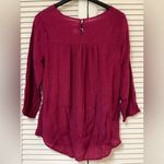 st. john's bay St. John’s Bay Maroon Long Sleeve Lace Top - Size Large - VGUC Photo 1