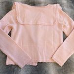 Japanese Kawaii Pastel Pink Knitted Sailor Collar Ruffle Sweater Cardigan Top Photo 5