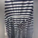 Isabel Maternity | Navy Blue & White Striped Short Sleeve Shirt Dress | Medium Size undefined Photo 2