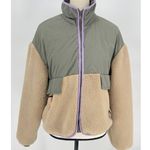 ZARA Women’s Tan Beige Fleece Sherpa Sage Green Zip Jacket X Small Rare Photo 1