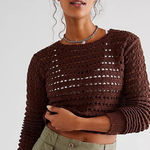 Free People  Beach Waiting For Tonight Fauxchet Top Size XS Chocolate Lava Brown Photo 0
