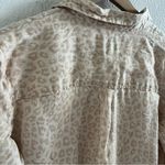 Gap  100% Linen Neutral Leopard Long Sleeve Button Front Top Blouse Shirt Medium Photo 4