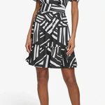 Karl Lagerfeld  Short‎ Sleeve Surplice Mini Dress - Size 10 - Black/White - NWT Photo 0