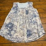 Womens Tank Top Tunic Geometric Print Sleeveless Scoop Neck Size L Blue Size L Photo 0