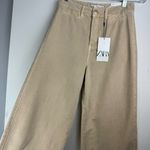 ZARA NWT  Marine Culotte Crop Pants Jeans Sz 4 Sand Beige Photo 6