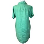 C&C California  Women's M Basic Green Shirt Dress 100% Linen Beachy Minimalist Photo 3