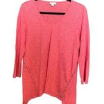 J. Jill Women's Peony Pink Knit Linen Blend V Neck Shark Bite Hem Top Size M Size M Photo 0