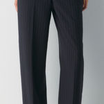 EXPRESS Black And Grey Stripe Work Pants Photo 0