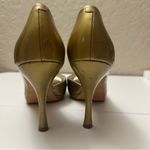Via Spiga Platinum Gold Peep Toe‎ Platform Heel Size 7M Patent Leather Photo 5
