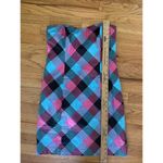 LOUDMOUTH GOLF Size 8 pink blue black check strapless dress Bright Photo 3
