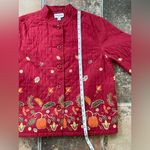Breckenridge  Womens Quilted Coat Jacket Pumpkin Leaves Red Large Petite Photo 6